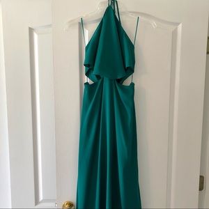 Emerald Green Tie Back Floor length Dress
